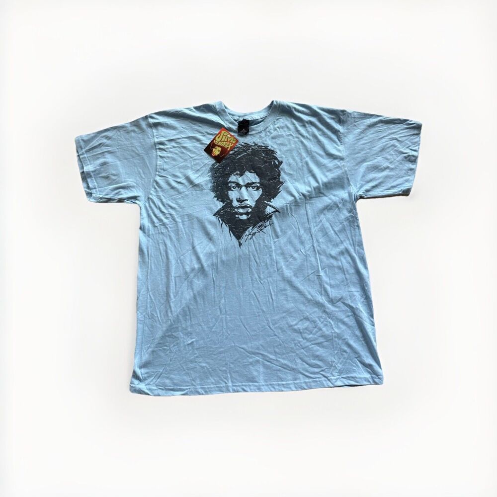 New With Tags Y2K Hendrix Light Blue Graphic T-Shirt Size XL